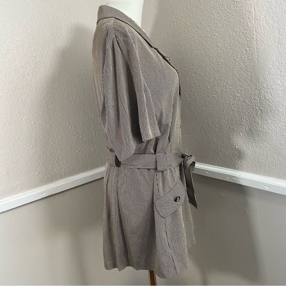 R&M Richards 80s Vintage Pinstripe Blazer Shirt Dress Skirt Size 14 - Picture 3 of 11